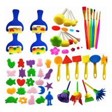 53 Pcs Paint Sponge Brush Set for Kids, Art Tool Kits with Animal Shapes, DIY Crafts and Drawing Sponges