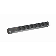 ALLNET 19"zbh. Steckdosenleiste, 8xDosen(CEE7)->Stecker(CEE7), ÜS, Bachmann, Schwarz,