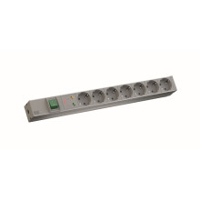 ALLNET 19"zbh. Steckdosenleiste, 7xDosen(CEE7)->Stecker(CEE7), ÜS/Schalter, Bachmann,