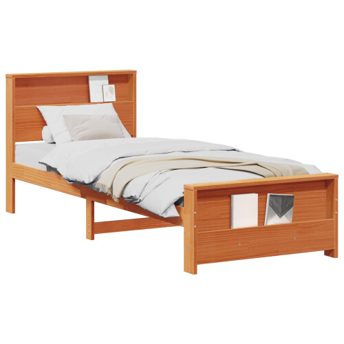 VidaXL vidaXL Bed Frame with Headboard Wax Brown 90 x 190 cm Engineered Wood 2