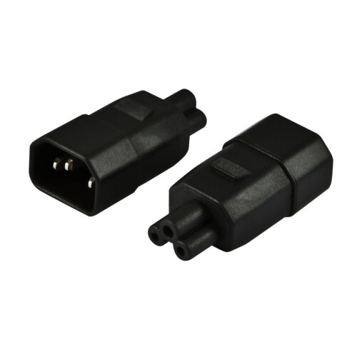 Netzkabel 230V Adapter C14-Stecker -> C5-Buchse (Mickey-Mouse/Kleeblatt)
