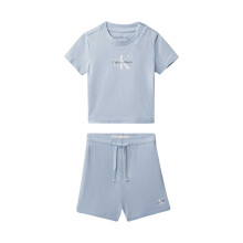 (24 Months, Breezy Blue) Calvin Klein Baby Logo T-Shirt & Shorts Set