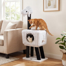 Krabpaal 110 cm, rotan kattenhuis, sisal krabpalen