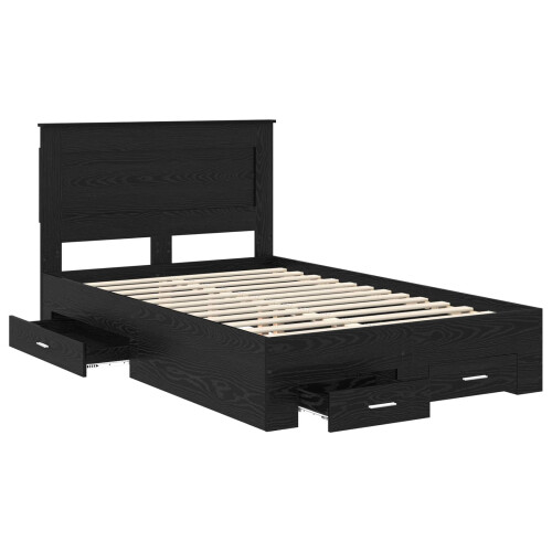 VidaXL vidaXL Bed Frame with Headboard Black Oak 120 x 190 cm Engineered Wood 1