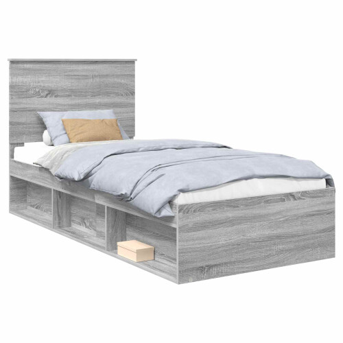 VidaXL vidaXL Bed Frame Grey Sonoma 90 x 190 cm Solid Pine Wood 2