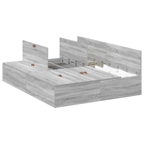 VidaXL vidaXL Storage Bed Frame Grey Sonoma 150 x 200 cm Engineered Wood 1
