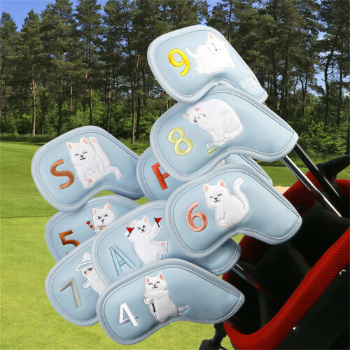 9Pcs Cats Pattern Golf Iron Head Cover Golf Head Protector Headcover Mixed colors 2