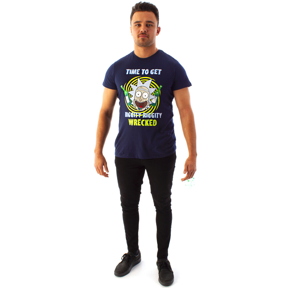 Rick And Morty (Small) Short Sleeved T-Shirt (Mens Blue)
