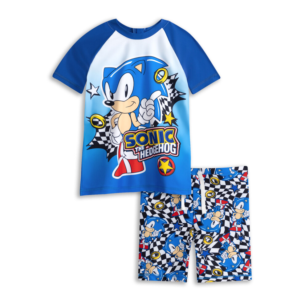 Sonic The Hedgehog (7-8 Years) 2 Piece Swim Set (Boys Blue)