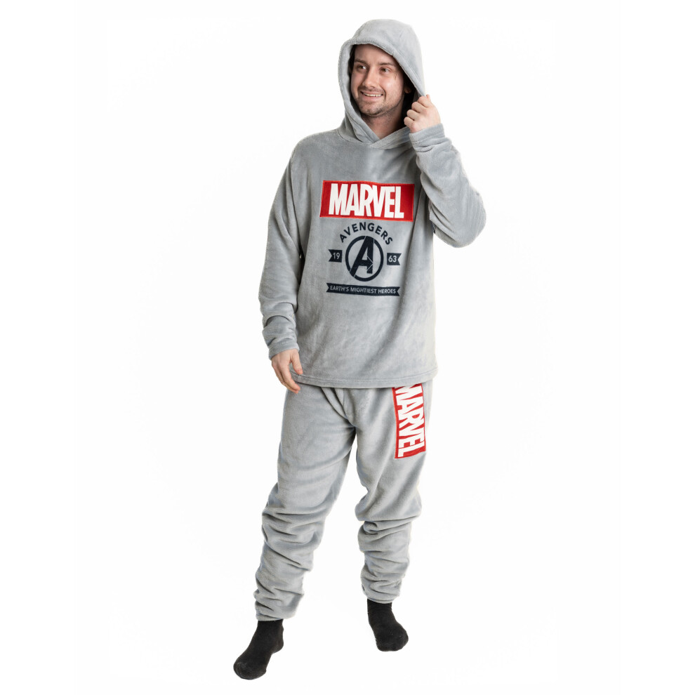 Marvel (X-Large) Long Sleeve Long Leg Pyjama Set (Mens Grey)
