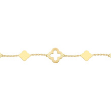 Jewelco London Solid 9ct Yellow Gold Sunburst Diamond-cut Clover Link 10mm Charm Bracelet, 6.5-7.5" 16.5-19cm - JBB451