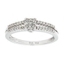 (S) Jewelco London 9ct White Gold Round 20pts Diamond Halo Dress Ring - PR0AXL6863W