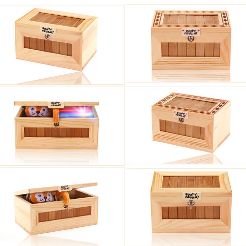 Sound Equipped Useless Box, Whimsical Wood Gadget for Home or Office Fun Basic model 2
