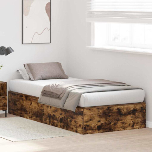 VidaXL vidaXL Storage Bed Frame Smoked Oak 90 x 190 cm Engineered Wood 2