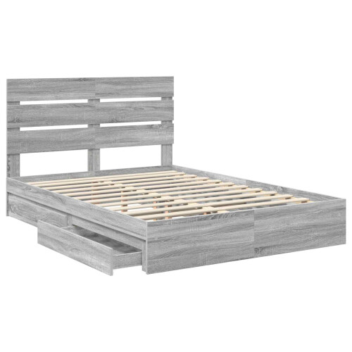 VidaXL vidaXL Storage Bed Grey Sonoma 150 x 200 cm Engineered Wood 2