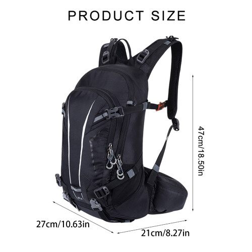 20L Backpacking Travel Large Capacity Lightweight Watertight Adjustable Black Color 1