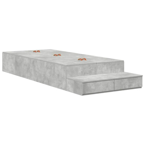 VidaXL vidaXL Storage Bed Frame Concrete Grey 100 cm Engineered Wood 2