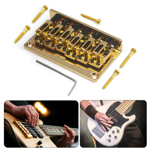 6 String Fixed Bridge Zinc Alloy Electric Bass Bridge Adjustable String Bridge Black 2