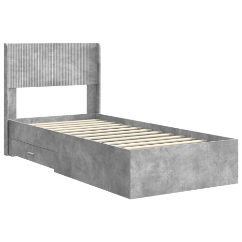 VidaXL vidaXL Bed Frame with Storage and Headboard Concrete Grey 90 x 200 cm 2