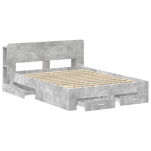 VidaXL vidaXL Bed Frame with Storage Concrete Grey 150 x 200 cm 2