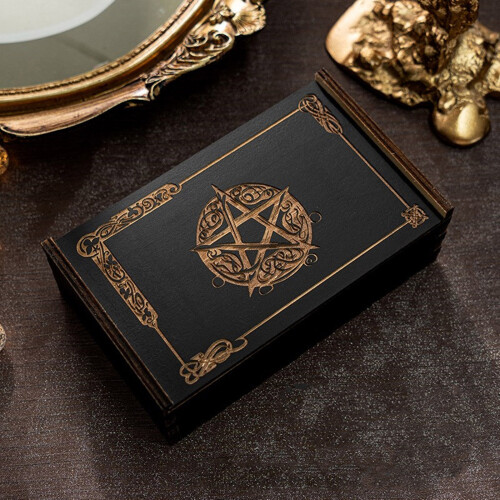 Push Pull Tarot Card Storage Box Small Trinkets Box Wood Card Storage Case Type F 1