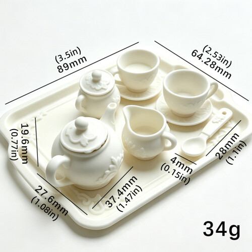 Miniature Mini Tea Service Accessory Tray for Pretend Play Table Display 2