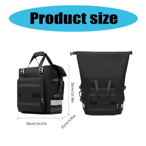 Motorcycle Side Bag Motorcycle Saddlebags Storage Bag with Shoulder Strap Black 2