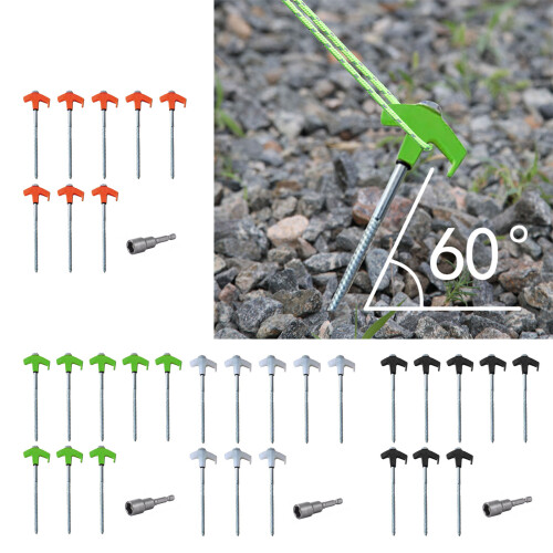 8Pcs Screw Thread Tent Stakes Pin Campings Tent Peg with Hexagon Socket Green 2