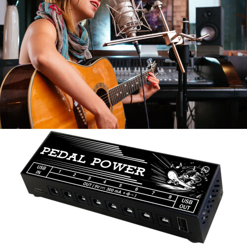 Compact 8 Output Guitar Pedal Power Supply with Type C Input Port 1