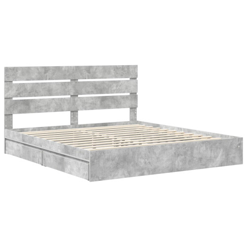 VidaXL vidaXL Storage Bed Concrete Grey 200 x 200 cm Engineered Wood 2