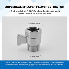 Water Flow Control Shut Off Valve, Brass Adjustable Water Pressure Regulator for Hand Held Shower & Bidet Sprayer
