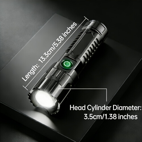 LED Super Bright Flashlight, 3 Modes Adjustable, USB Rechargeable, with Battery Level Indicator. Features Zoom Function 1