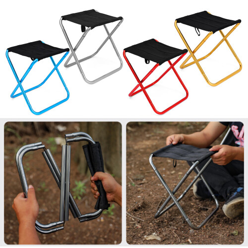 Comfortable Folding Stool Portable Camping Stool Foot Rests Easy to Carry Red 2