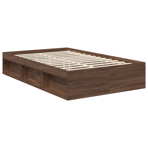 VidaXL vidaXL Bed Frame with Headboard Brown Oak 120 x 190 cm Solid Pine Wood 2