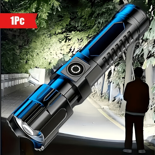 LED Super Bright Flashlight, 3 Modes Adjustable, USB Rechargeable, with Battery Level Indicator. Features Zoom Function 2