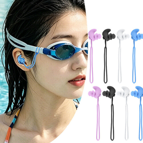 Swim Earplugs for Lap Training, Regular Corded Earplugs for Use Now Blue 2