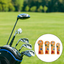 4Pcs Golfs Driver Headcover PU Leather Golfs Club Head Cover Hybrid Head Cover Black