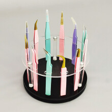 12 Holes Tweezers Holder Tweezers Storage Rack Tweezers Holder Stand for Salons Black