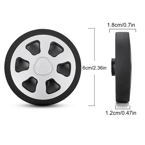 Suitcase Replacement Wheels Kits 8Pcs 60x12mm Rubber Caster Mute Smooth Wheels Black 2