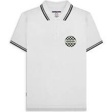 (M, White) Lambretta Mens Two Tone Badge Short Sleeve Polo Shirt