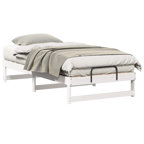 VidaXL vidaXL Bed Frame White 75 x 190 cm Solid Pine Wood 2
