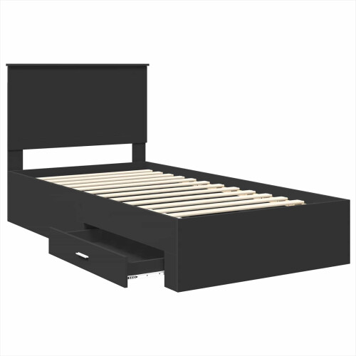VidaXL vidaXL Bed Frame Black and Silver 90 x 200 cm Engineered Wood 2