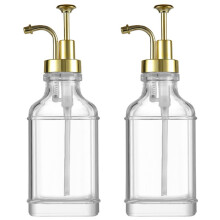 500ml Transparante Glazen Vloeistofdispenser Koffiesiroopfles met Pompjes, Zeepdispenser en Badkamerset 2-Delig A