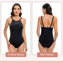 Tummys Control Bathing Suit for Women Summer Mesh Swimwears Solid Color Rose Red XXL