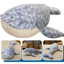 Plüsch Wal Kissen 50cm weich blau Kuscheln