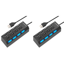 2X 4 Anschlüsse USB Hub Splitter USB 2.0 Hub LED mit 4 Ein / AUS Schaltern für Tablet Laptop Notebook