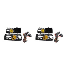 2Pair Front Bumper Grill Fog Lights Grille LED Lamp with Wire Kit Yellow for MK4 1998-2004