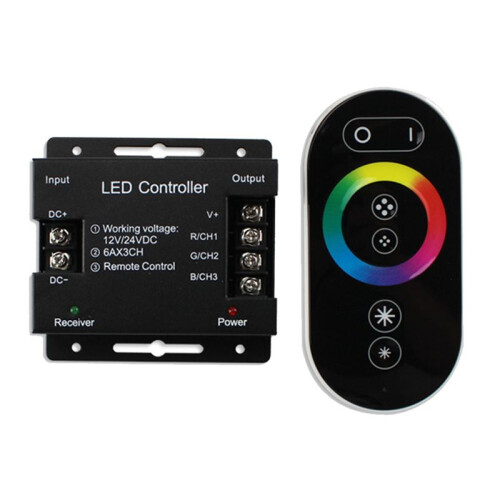 DC12-24V LED Strip Light RF Touch Remote Controller Dimmer pour 5050 RGB Tape Lights Adjust Brightness