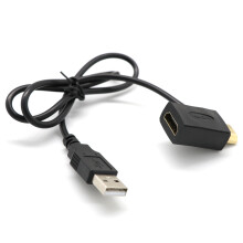 Male To Female Connector + USB 2.0 Charger Cable Spliter Adapter Extender