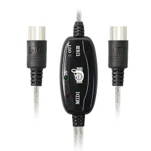 2X USB MIDI Kabeladapter, USB Typ ein Stecker auf MIDI Din 5 Pin In-Aus Kabel Schnittstelle mit LED Anzeige für Musik Klaviatur